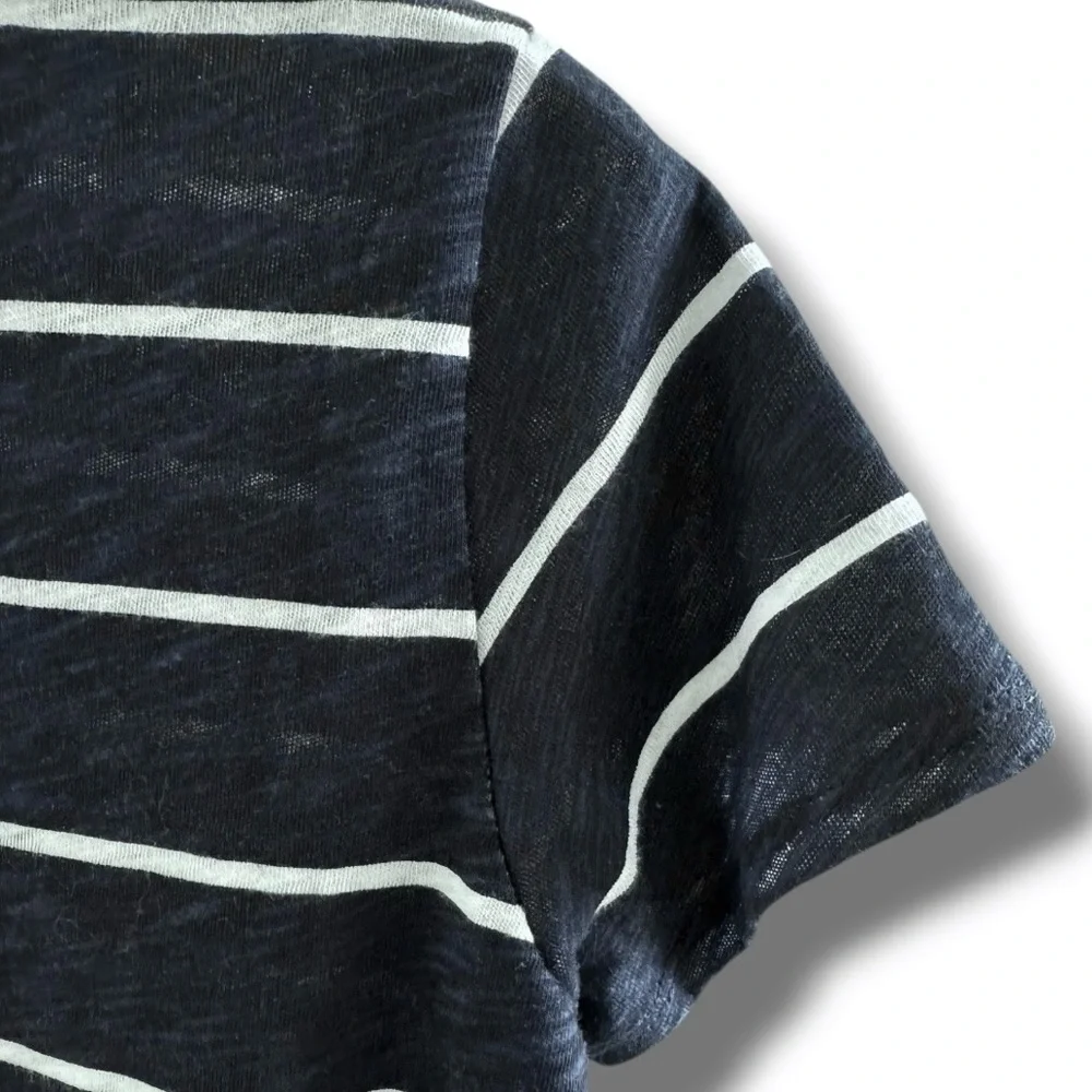 🆕💕ATM Striped School Boy T-Shirt Horizontal Stripes • NAVY & WHITE • L/G • NWOT - Picture 4 of 6